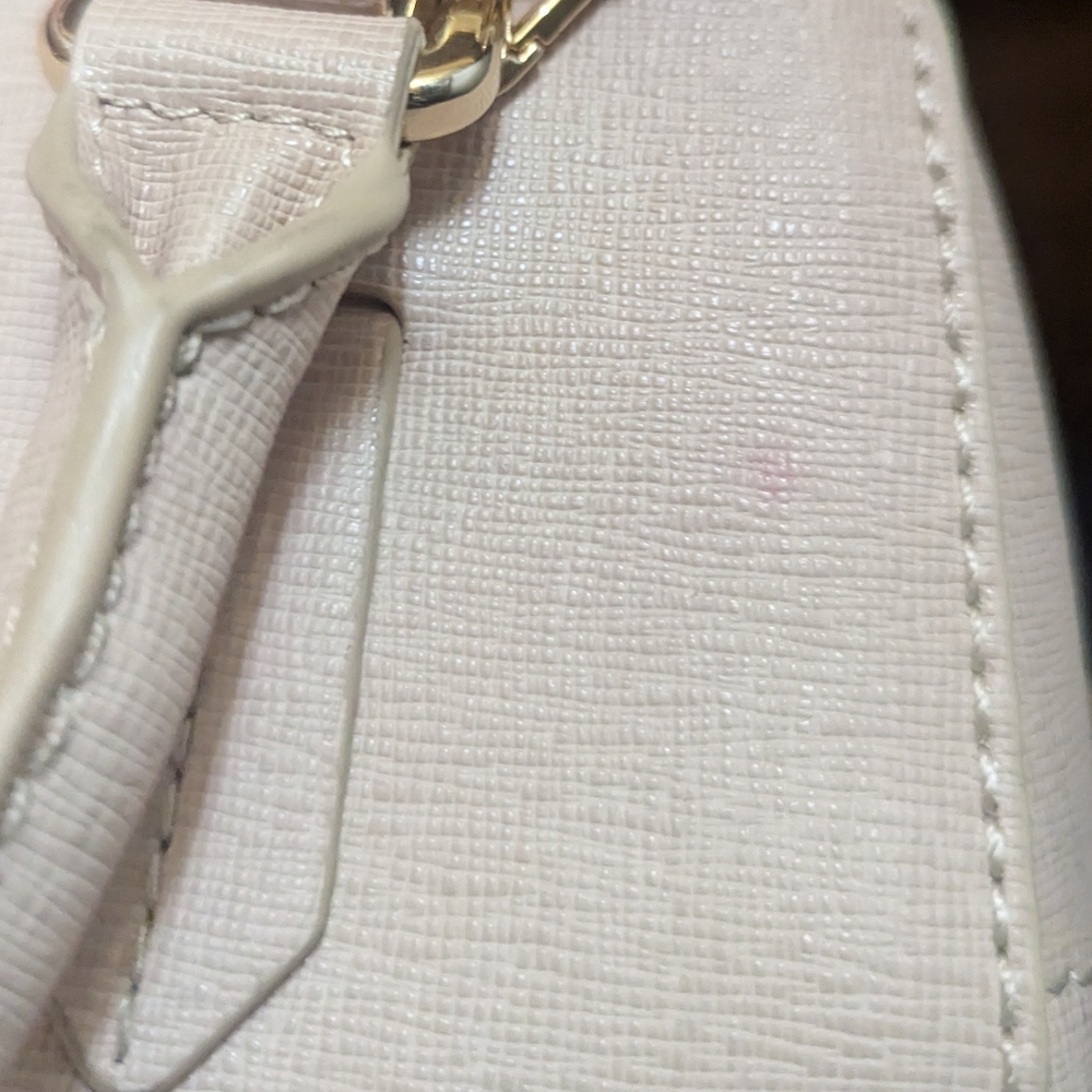 Furla Mini Ellena Neutral Saffiano Leather Satchel with Gold Accents - Picture 13 of 13
